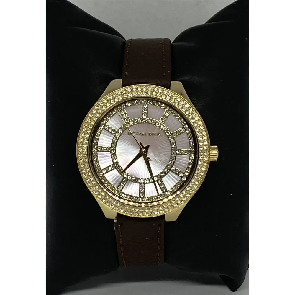 Michael Kors MK3396 Women's Brown Leather Analog Dial Quartz Genuine Watch HK940